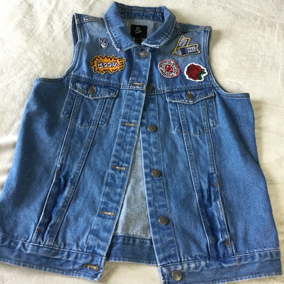 Art Class Denim Patch Vest Jean Vest Button Down Women’s XL - Picture 4 of 9